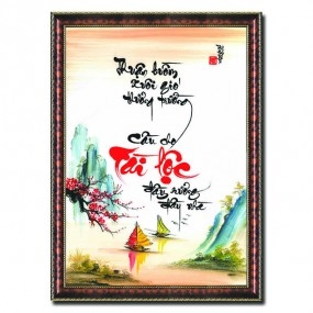 Tranh thư pháp vẽ tay chữ -TÀI LỘC-